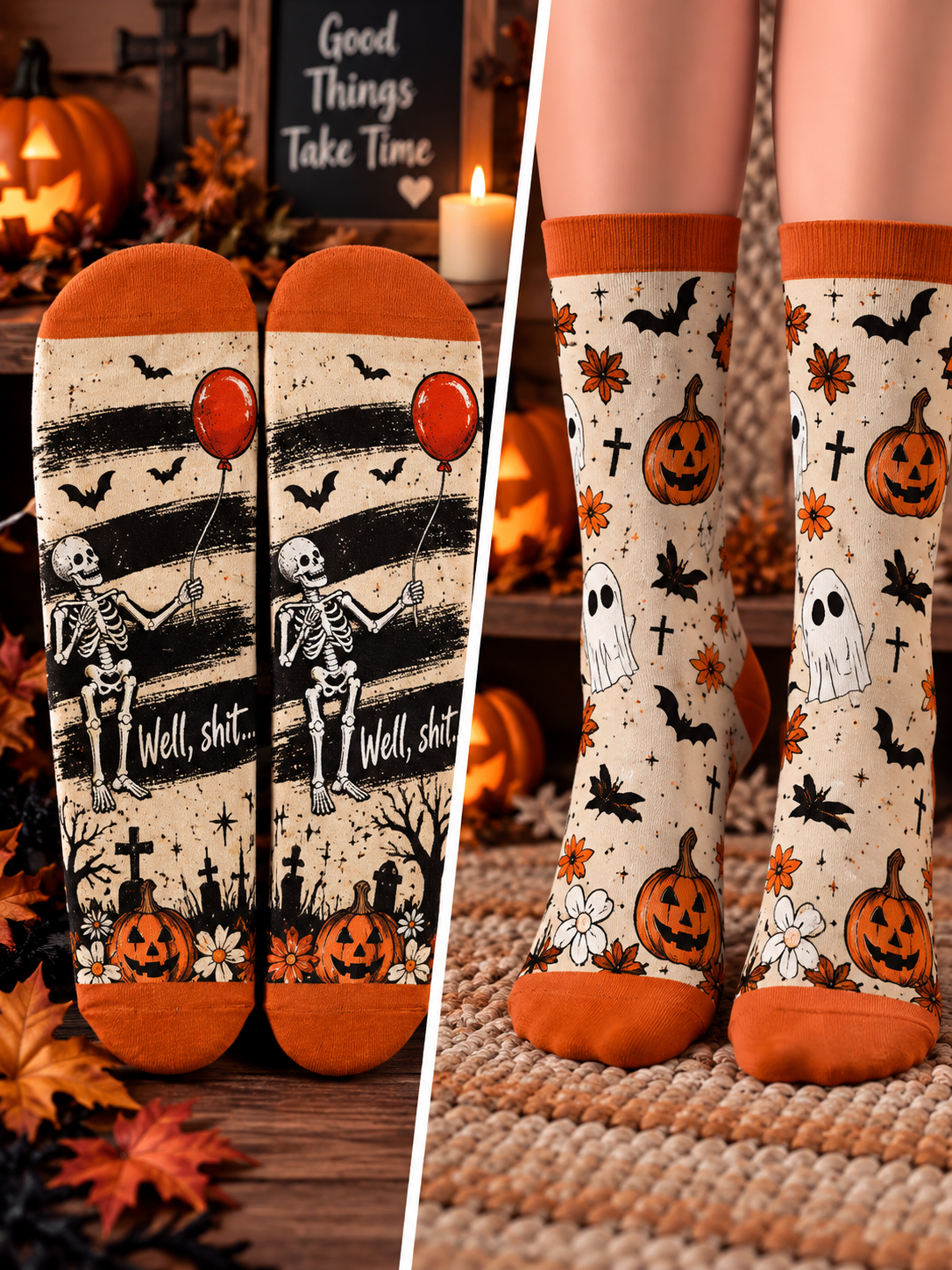 Well Shit Skeleton Mid-Tube Socks