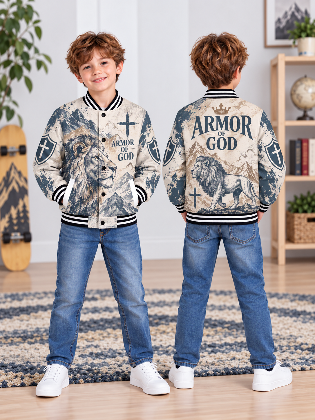 Armor of God Kids Baseball Jacket
