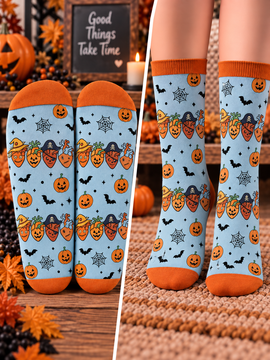 Costume Pumpkin Halloween Mid-Tube Socks