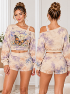 With God All Things One-Shoulder Top And Shorts Set