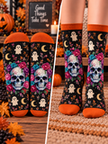 Floral Skull Ghost Mid-Tube Socks