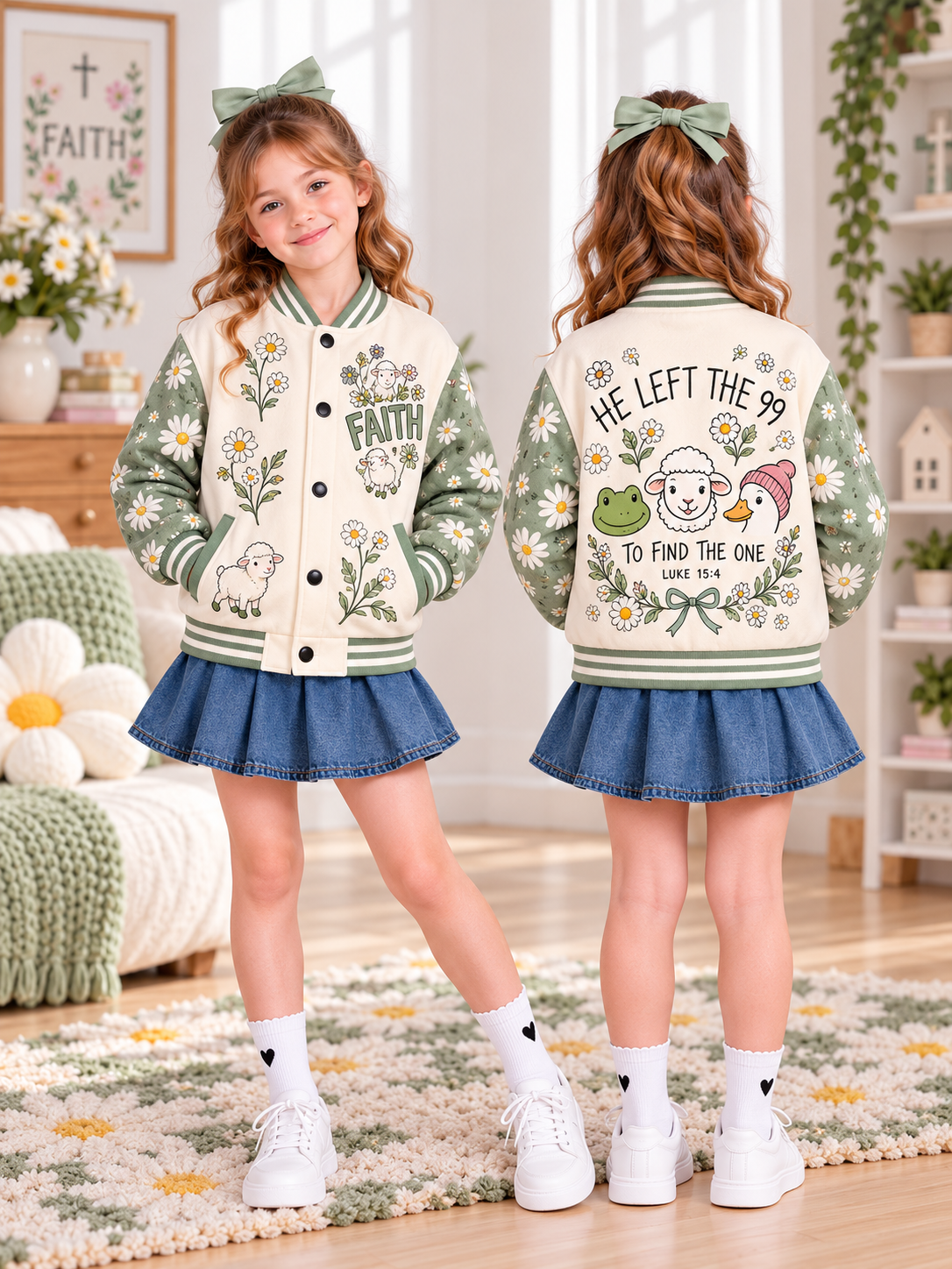 He Left The 99 Lamb Kids Baseball Jacket