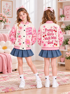 Pretty Girls Walk With God Kids Baseball Jacket