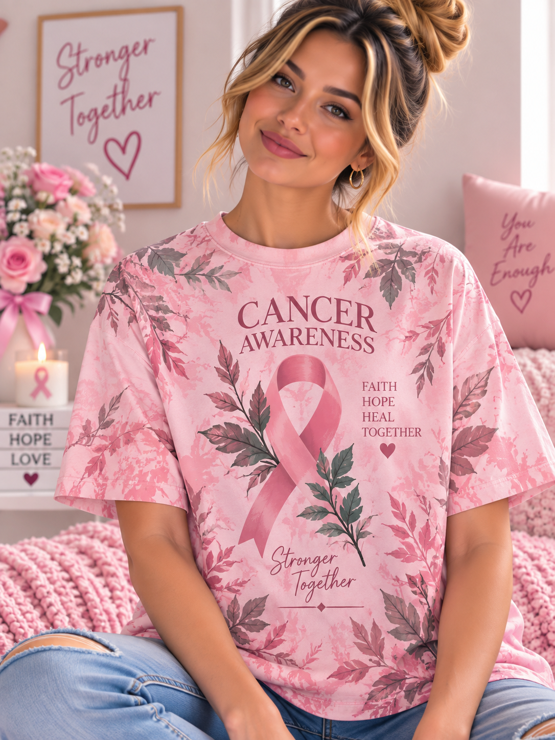 Stronger Together Botanical Leaves T-Shirt
