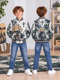Cross Shield Warrior Rabbit Kids Baseball Jacket