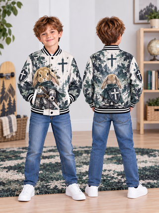 Cross Shield Warrior Rabbit Kids Baseball Jacket