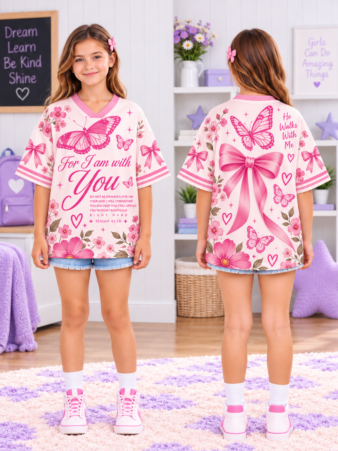 For I Am With You Butterfly Kids T-Shirt Jersey