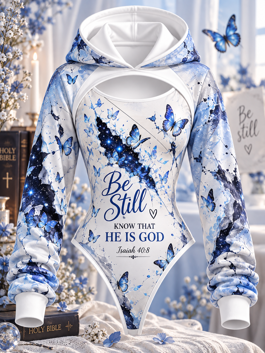 Be Still Blue Galaxy Hooded Jumpsuit
