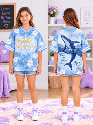 Faith Over Fear Whale Kids T-Shirt Jersey