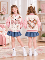 Faith Butterflies Flowers Kids Baseball Jacket