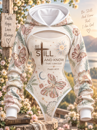 Be Still Cross and Butterfly Hooded Jumpsuit