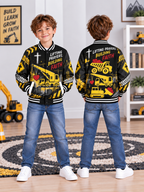 Lifting Prayers Construction Trucks Kids Baseball Jacket