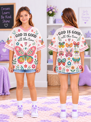 God Is Good Butterfly Kids T-Shirt Jersey