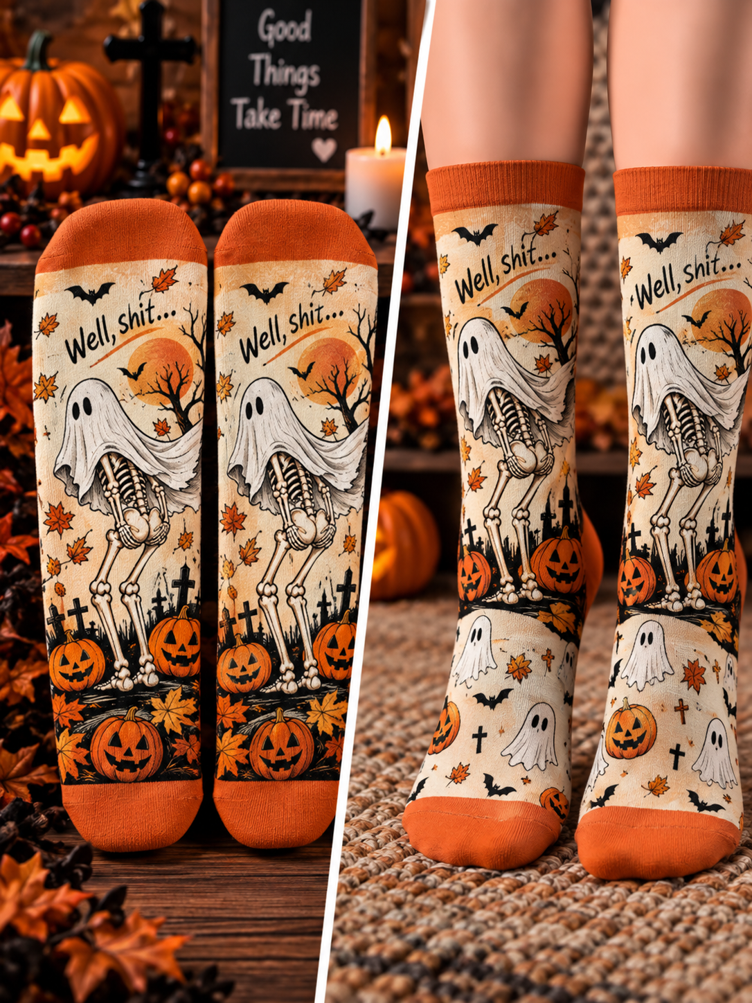 Well Shit Ghost Mid-Tube Socks