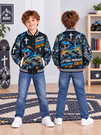 Dinosaur Monster Truck Kids Baseball Jacket