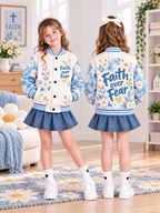 Faith Over Fear Daisies Kids Baseball Jacket