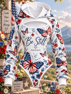Be Still Patriotic Butterfly Floral Hooded Jumpsuit