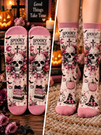 Spooky But Blessed Skull Mid-Tube Socks