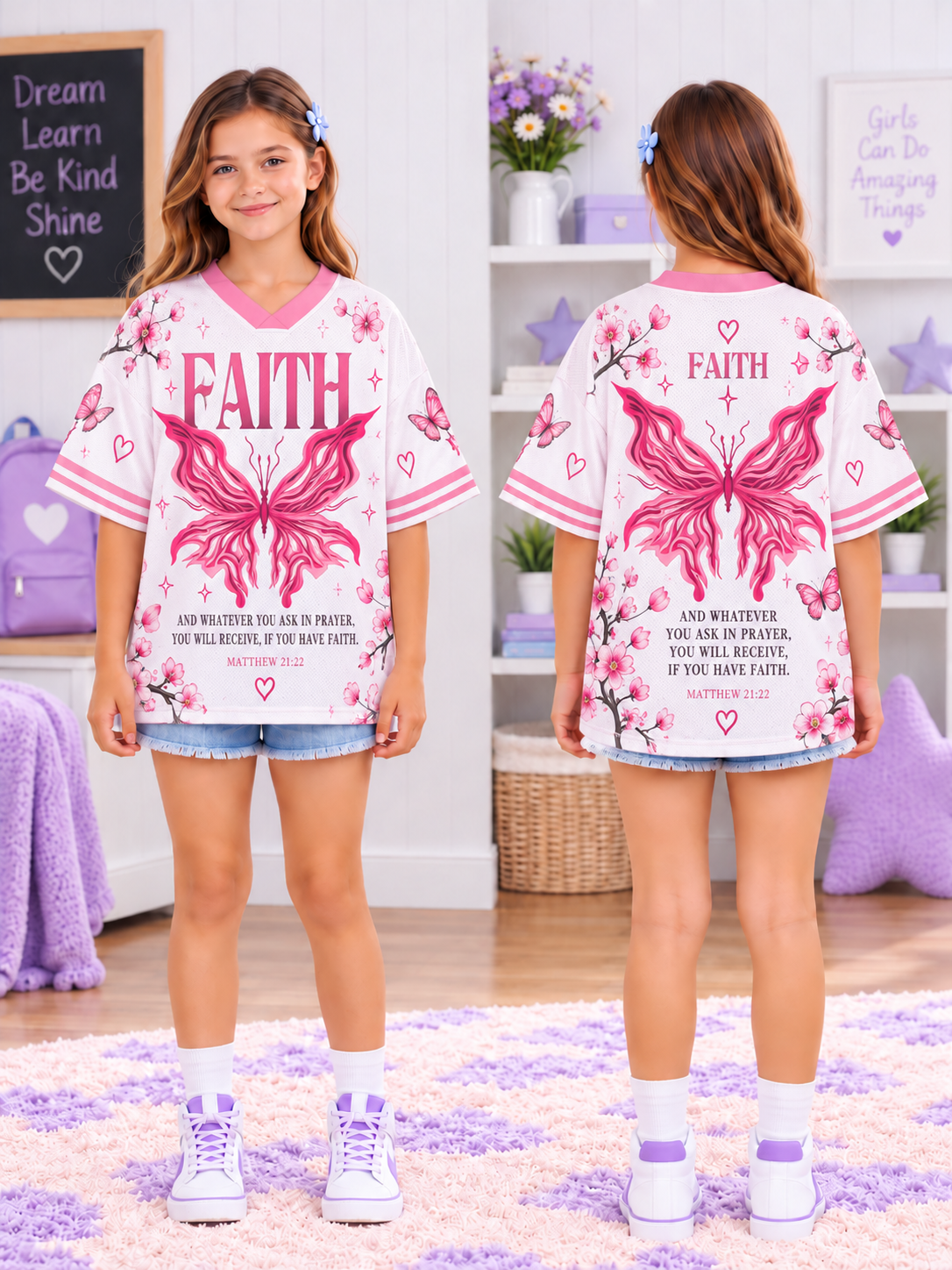 Faith Butterfly Kids T-Shirt Jersey