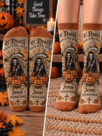 Jesus Defeated Death Skeleton Mid-Tube Socks