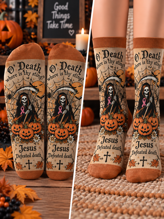 Jesus Defeated Death Skeleton Mid-Tube Socks