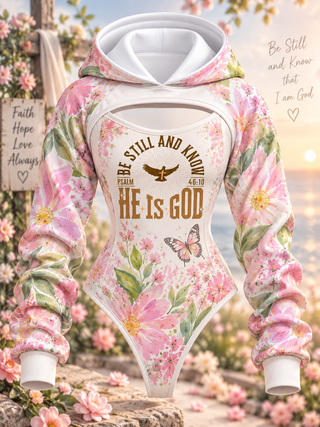 Be Still Dove and Butterfly Hooded Jumpsuit