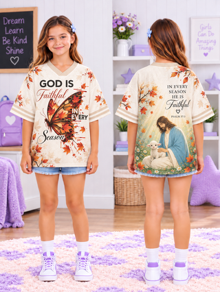 God Is Faithful Butterfly Kids T-Shirt Jersey