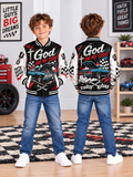 God On My Side Muscle Car Kids Baseball Jacket