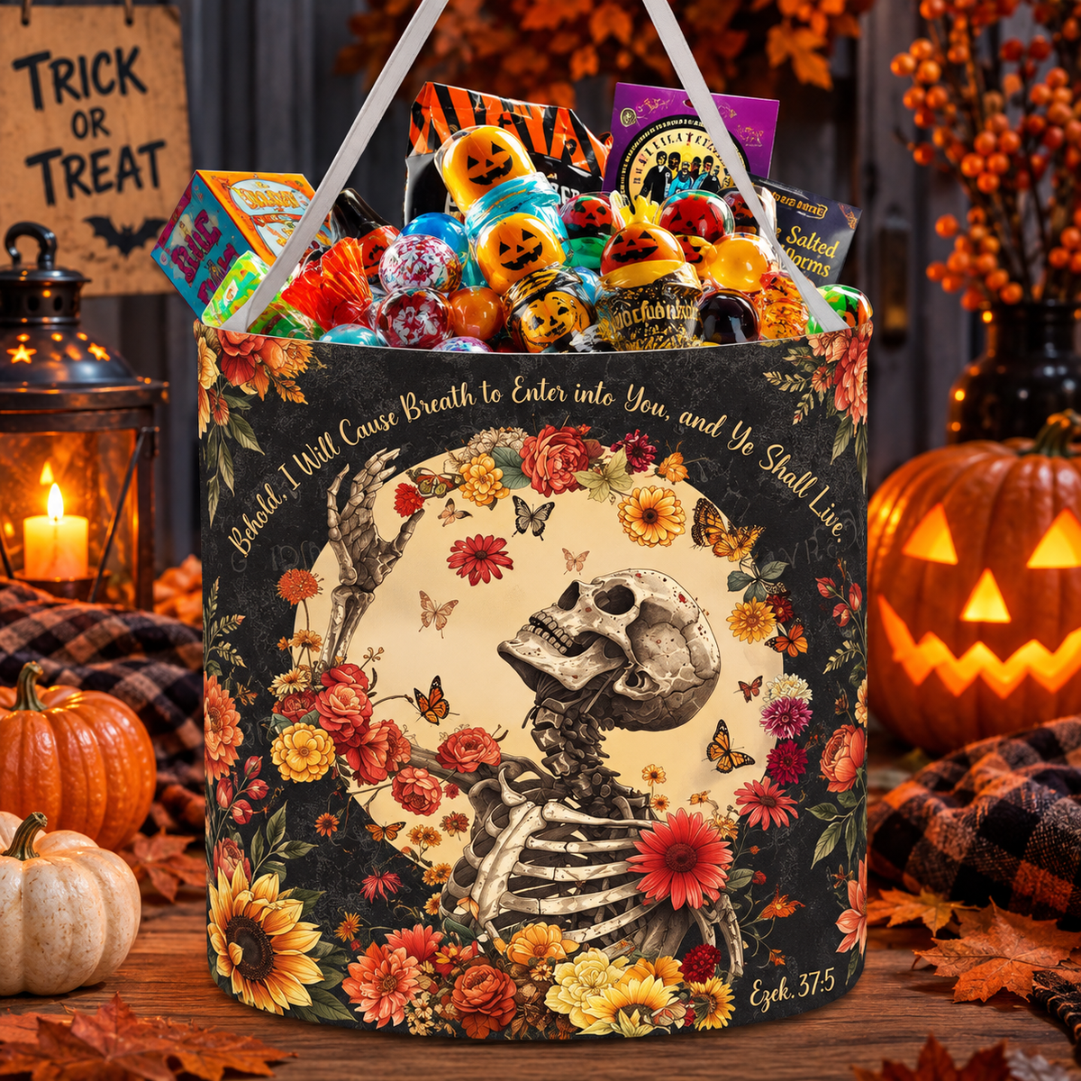 Ye Shall Live Skeleton Candy Basket