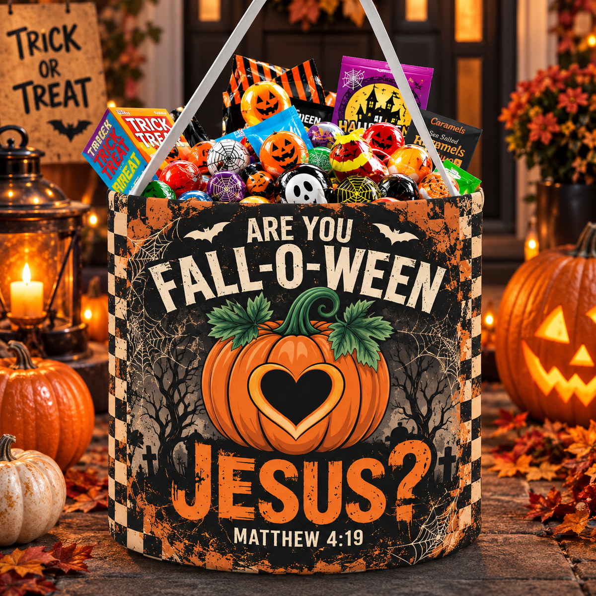 Fall-o-ween Jesus Pumpkin Candy Basket