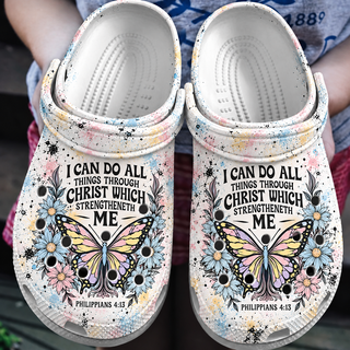 I Can Do All Things Butterfly Clogs Shoes