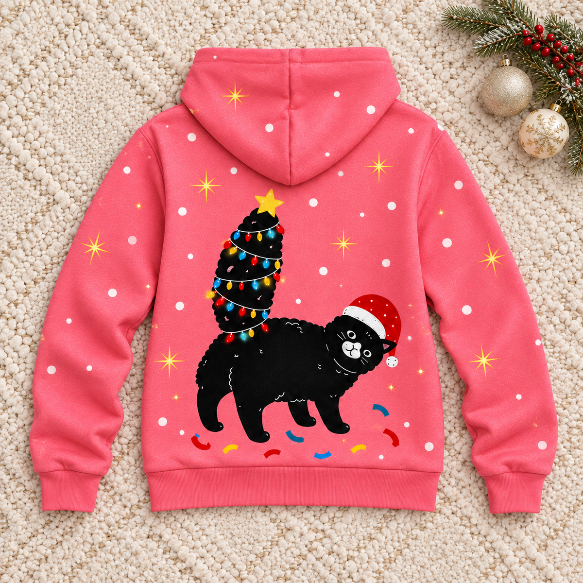 Black Cat Christmas Personalized Fleece Jacket