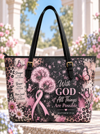 With God All Things Are Possible Pink Ribbon Dandelion Saddle Bag