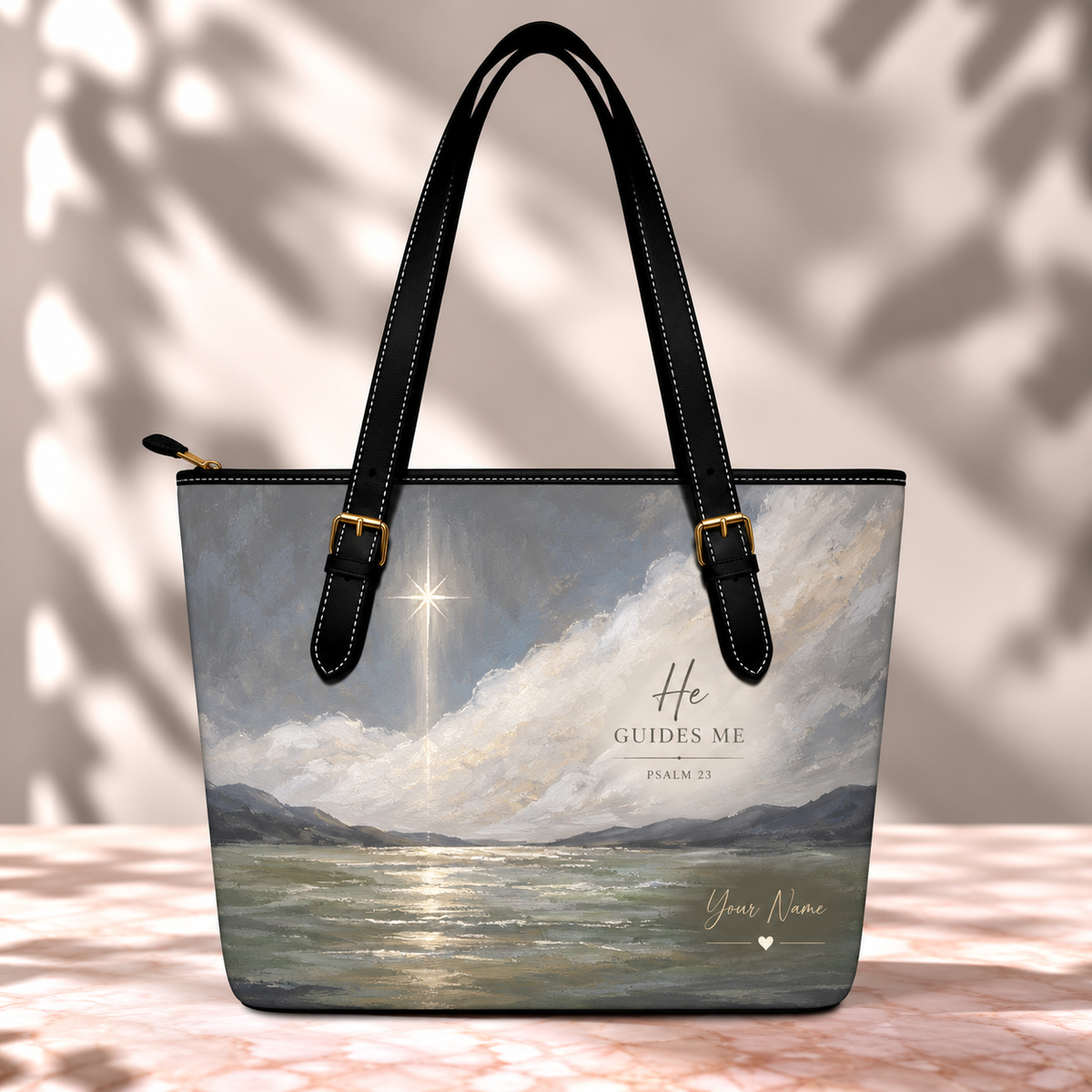 Personalized He Guides Me Star Saddle Bag