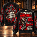 Don't Mess With My Daughter – Red Hooded Skull Sweatshirt