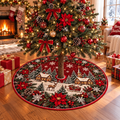 Snowy Village Reindeer Christmas Tree Skirt