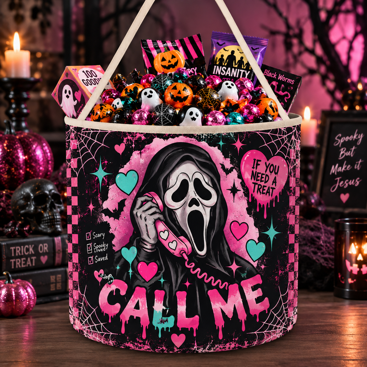 Call Me Ghostface Halloween Candy Basket