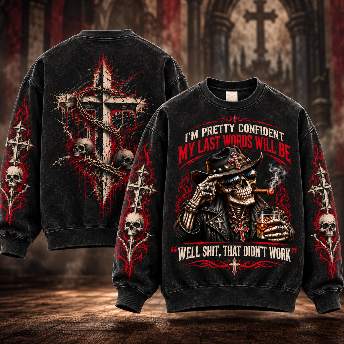 Faith & Bold Spirit – Skull Graphic Sweatshirt Combo
