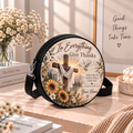 Personalized Give Thanks Cross Leather Round Bag