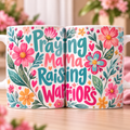 Praying Mama Raising Warriors Floral Coffee Mug