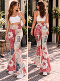 Yeshua Floral Cross Flare Yoga Pants