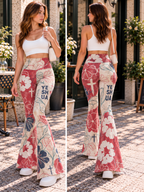 Yeshua Floral Cross Flare Yoga Pants