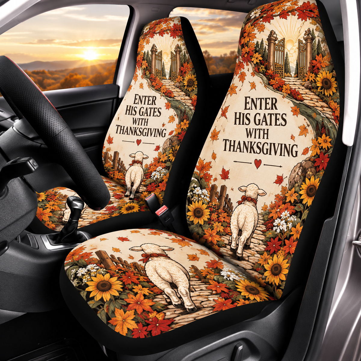Enter His Gates Thanksgiving Car Seat Covers