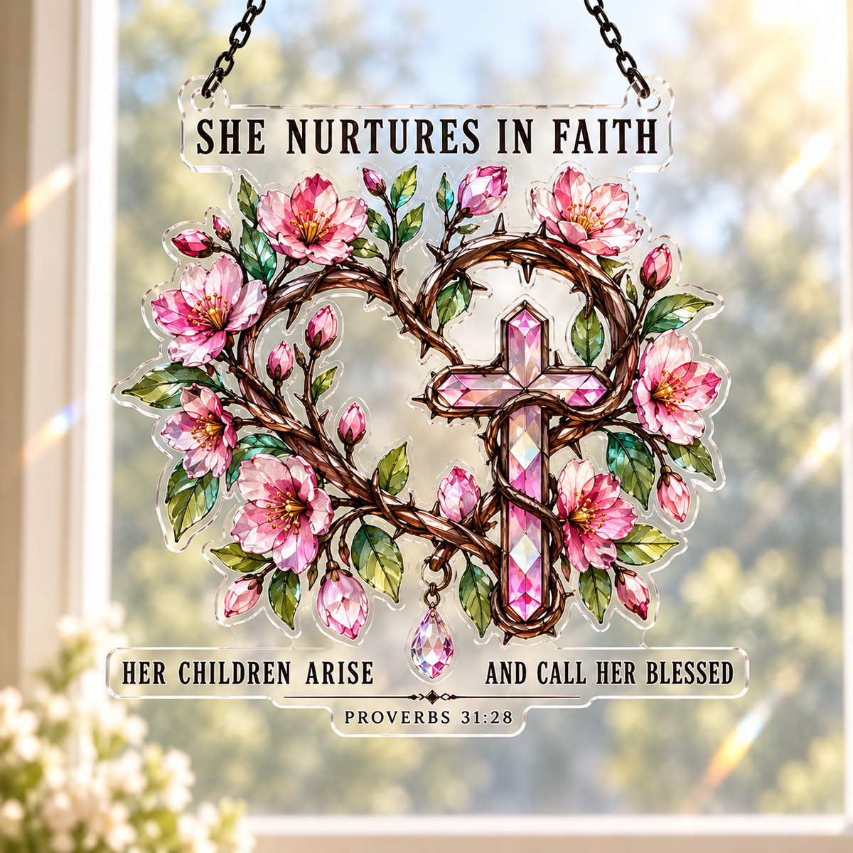 She Nurtures In Faith Acrylic Suncatcher