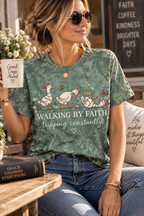 Walking By Faith Tripping Constantly Christmas Geese T-Shirt