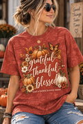 Grateful Thankful Blessed Fall Pumpkin Christian T-Shirt