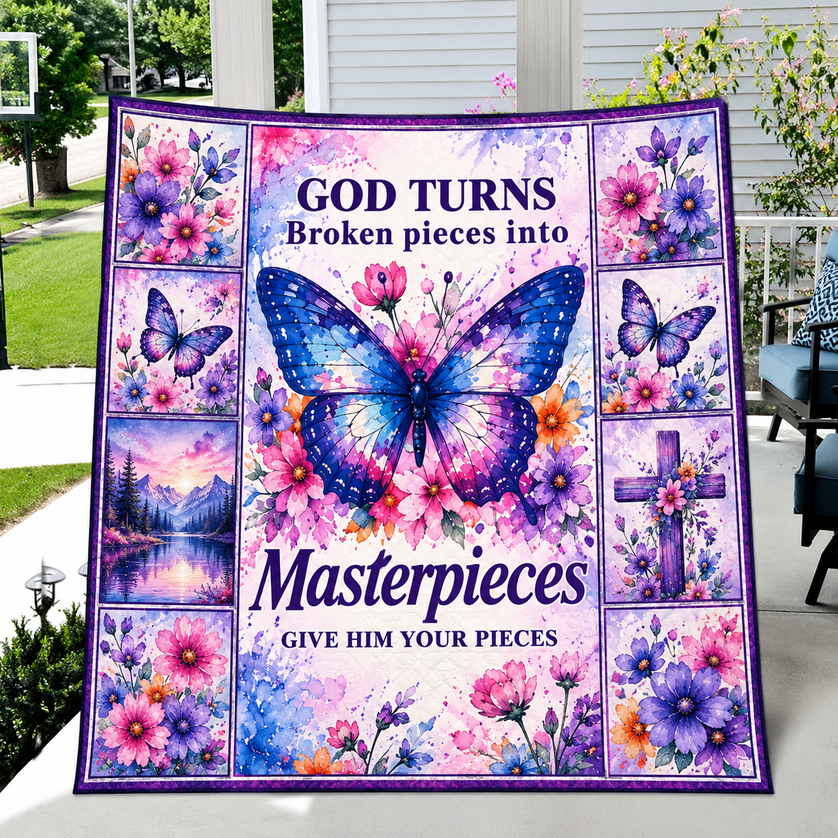 God Turns Broken Pieces Into Masterpieces Quilt