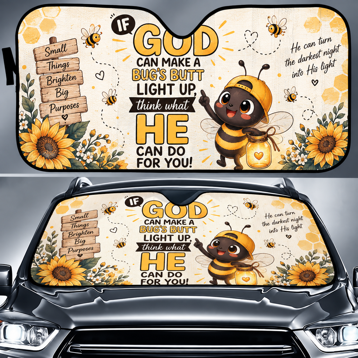 God Bug Light Up Bee Car Sun Shade