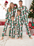 Green Striped Santa Family Mixed Cotton Pajamas