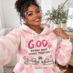 Pink Checkered Cats Waffle Hoodie